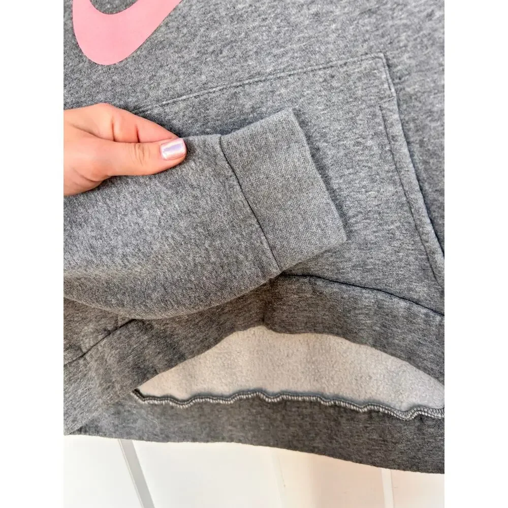 Nike Kids Standard Fit‎ Club Fleece High-Low Pullover Hoodie Gray Size Medium